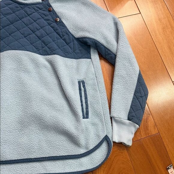 Abercrombie & Fitch Blue Snap-Front Fleece Quilt Chest Panel Tunic Size S - Picture 3 of 12